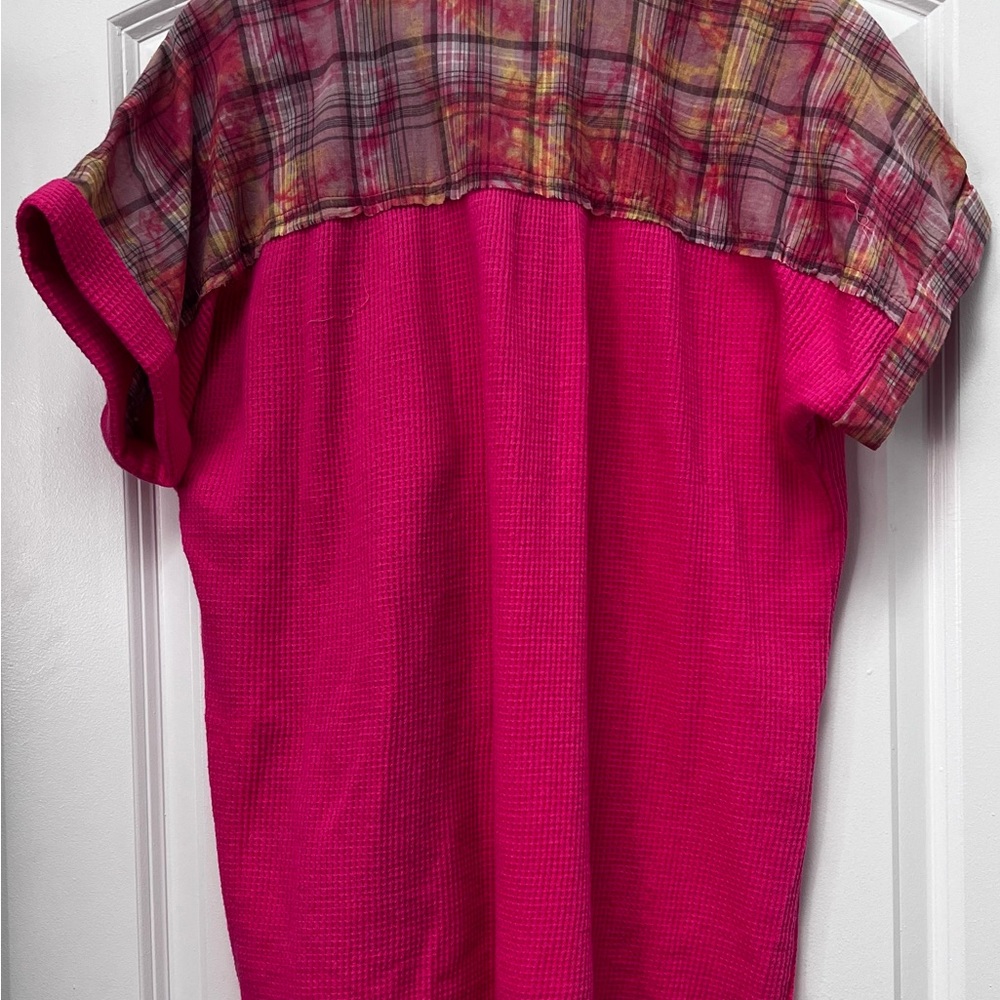 Nwot White Birch Patchwork Button Down Top, Pink,… - image 6